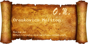 Oreskovics Meliton névjegykártya